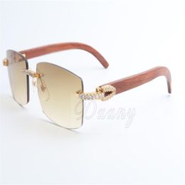 New direct s limited edition large diamond high quality sunglasses men and women wood sunglasses 3524012 2 Size 56-18-135mm263I