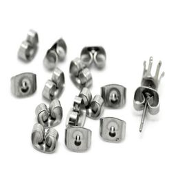 Silver Tone Stainless Steel Butterfly Earrings Backings Earrings Back StoppersHoldersStainless Steel Earring Plugs 200pcs Set3584269