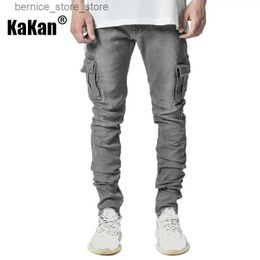 Men's Jeans Kakan - High-end Slim Elastic Multi-pocket Leg Jeans New Skinny Jeans K016-MGD8 In Europe and America Q231213