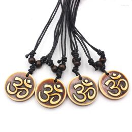 Pendant Necklaces 12pcs/Lot Imitation Bone AUM OM Ohm Hindu Buddhist Hinduism India Yoga Charms Amulet Lucky Gift