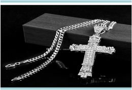 Necklaces & Pendants Jewelrysier Hip Hop Charm Full Ice Out Cz Simulated Diamonds Catholic Crucifix Christian Pendant Necklace With Lo4508831