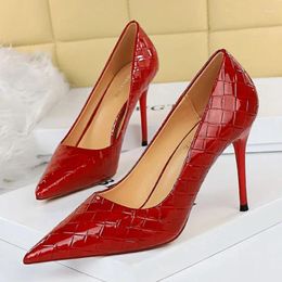 Dress Shoes BIGTREE Autumn Weave Woman Pumps 2023 Designer Pattern Stiletto High Heels Sexy Party Stripper