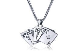 Poker Playing Card Charms Necklace in Stainless Steel Personalized Deck Of Cards Necklace Initial Necklace Royal Flush Poker9448253