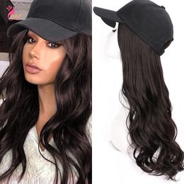Synthetic Wigs TMT 22 Inches Synthetic Girls Baseball Wig Wavy Cap Wig For Women Naturally Hair Connected Heat Resistant Fibre For Women 231211
