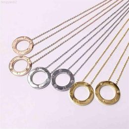 Pendant Jewellery Necklace female classic circle shape Titanium Fashion aurum Silver Rose Gold trend versatile couple with box259y