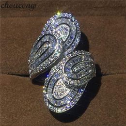 choucong Unique Big Flower Ring Diamond Cz 925 Sterling Silver Engagement Wedding Band Rings for women men Finger Jewelry2830