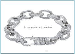 Link Chain Bracelets Jewellery Mens Luxury Zircon Street Fashion Exquisite 18K Gold Platinum Plated Geometric Hip Hop Radm2613362