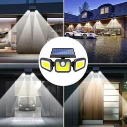 LED Solar Wall Lights 3 Mode Rotated Outdoor Three-Head Induction Waterproof Roadside Park Decorative Lighting317N