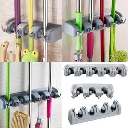 High Quality Kitchen Wall Mounted Mop Holder 5 4 3 Position Kitchen Storage Mop Brush Broom Organizer Hanger Tool228U