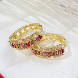 Hoop Earrings UILZ Dopamine Colourful Zirconia For Women Luxury Exquisite Gold Colour Metal Earring Daily Wearable Accessories