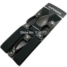 Buttons Suspenders Man's Braces Unisex 6 Button hole Leather Fittings Braces Y-Back ligas Tirantes2331