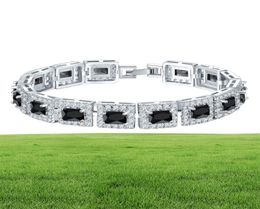 Vecalon Lovers Bracelet Princess cut 5A Mutil Zircon Cz White gold filled Crystal party wedding Bracelets for women Jewelry8883013