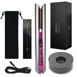 Hair Straighteners Professional Hair Straightener Ceramic Flat Iron Straightening Curling Iron USB Rechargeable Hair Curler Wireless Straightener 231211