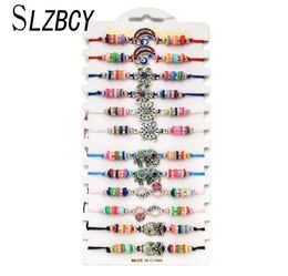 Charm Bracelets Boho Star Charms Beaded Bracelet Women Crystal Turtle Adjustable Rope Chain Animal Wristband Jewellery Gift 12pcsSe1626847