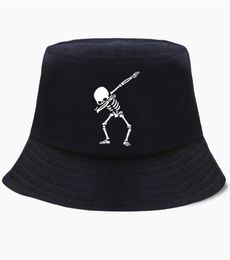 Berets Bucket Hat Cap Funny Dabbing Skull Dance Hip Hop Skeleton Men Womens Bob Panama Swag Punk Fisherman Hats Outdoor Sun Black 7676572