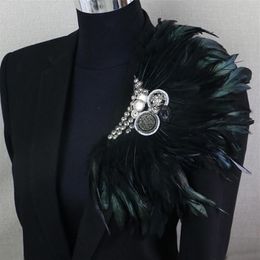 Pins Brooches Boutonniere Clips Collar Brooch Pin Wedding Bussiness Suits Banquet Black Feather Anchor Flower Corsage Party Bar S312K