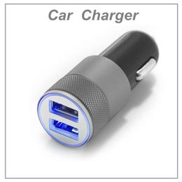 High quality Metal Car Charger 2 ports Car Charger 5v 2.1A Micro auto power Adapter Dual USB for Samsung for Motorola Cell Phone Universal