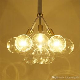 Moderne sfere di vetro Lampade a sospensione a LED Lampadari Luce per soggiorno Sala da pranzo Sala studio Home Deco Lampadario a sospensione Lampada apparecchio2109