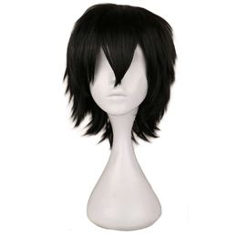Black White Purple Red Short Cosplay Wig Male Party 30 Cm High Temperature Fiber Synthetic Hair Wigs