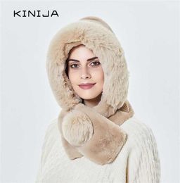 Mink Fur Hat Winter Women Thicken Warm Cap Hooded Girl Outdoor Ski Windproof Gorro Russia Soft Ear Protection y Beanies 2201073284554