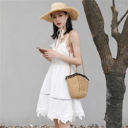 Casual Dresses B Luxury Women Summer Beach Dress Clothes Bohemian V-neck Sexy Spaghetti Strap Vestidos Backless Lace