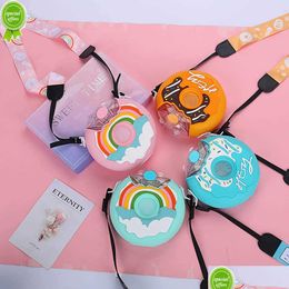 Water Bottles 380Ml Donut Water Bottle With St Bpa Leak Proof Sports Cups Toddler Drink Shoder Straps Drop Delivery Home Garden Kitche Dh3Jx