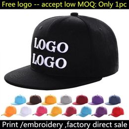 Ball Caps Custom Logo Embroidery Flat Brim Snapback Hats Adult Casual Acrylic Sports Hat Women Men Tennis Fishing CapsBall255S