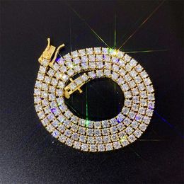 2024 Fashion Women Necklace 2mm 3mm 4mm Solid Real Gold 10k Moissanite Tennis Chain