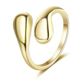 Cool Designer Simple Minimalist Spoon Gold 925 Sterling Silver Adjustable Dainty Ring For Women Trendy Elegant Jewellery Gifts288n