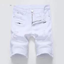 Men's Jeans Casual Knee Denim Hole Shorts Summer Spring Length Short Pants Regular Fit