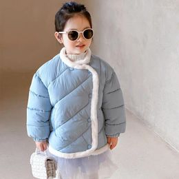 Down Coat Winter Thickened Warm Jacket Korean Version1-7 Age Girls Christmas Fashion Fur Collar Windproof Cotton Child Wear