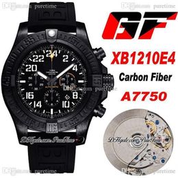 GF XB1210E4 ETA A7750 Automatic Chronograph Mens Watch Carbon Fibre Case PVD All Black Dial White Big Number Markers Logo Rubber S288S