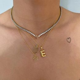 Choker Gold Plated Mini Bubble Letters Pendant Necklace A-Z Balloon Initial Stainless Steel Necklaces For Women Girls Jewellery Gift