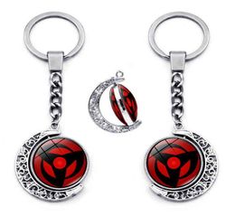 Sharingan Eye Keychain Accessories 360 Degree Rotating Moon Pendant Uchiha Sasuke Kakashi Anime Keychains Charms Metal Key Ring G13668277