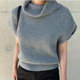 Women's Tanks Vintage Turtleneck Sweater Vest Women Sleeveless Pullover Knitted Tops Loose Korean Fashion Womens Clothing 2023 Autumn Winter