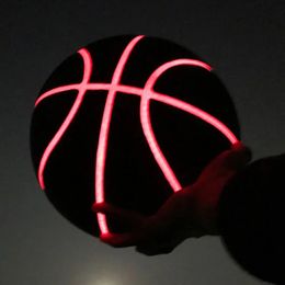 Balls LED Basketball Light Up Bright Streetball PU Leather Regular Size 7 Basketball Glow In The Dark for Night Play Gift 231212