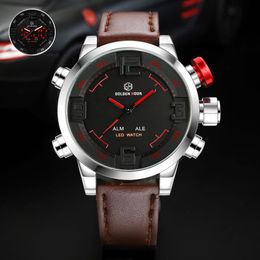 Top Brand GOLDENHOUR Back Light Men Watch Relogio Hombre Automatic Sport Leather Army Military Man Watch Relogio Masculino239y