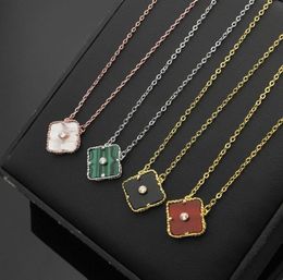 Top Quality Single Diamond Women Luxury Designer Necklace Stainless Steel Four Leaf Clover Necklaces Pendants Couple Engagement Je2261431