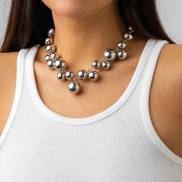 Choker HANGZHI Vintage Acrylic Pearls Bead Necklace Clavicle Chain Women's Elegant Pendant Bride Jewelry