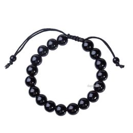 New Obsidian Beaded Bracelets for Men Hematite Rope Woven Infinity Charm Bracelet for Women Jewelry Personal Accessories Cuff220s