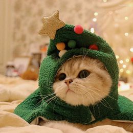 Dog Apparel Christmas Cat Hoodie Warm Cloak Outfit For Small Dogs Cats CostumeCoat Clothes Pet Santa Cosplay Costume Soft Plush