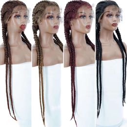 Boxing Front Lace Baby Bangs Four Braid L Braided Wig