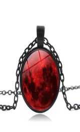New Blood Red Moon Pendant Necklace Nebula Astrology Gothic Galaxy Outer Space Mens Womens Glass Cabochon Jewellery Gifts Y03018648544