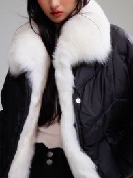 Goose down fox fur collar with detachable and loose design, down jacket for women