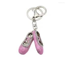 Keychains Fashion Zinc Alloy Shiny Dance Kids Girls Crystal Pink Ballet Shoes Key Chain