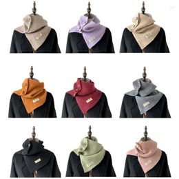 Scarves Cable Knit Wrap Button Scarf Winter Warm All-Matching Neck Protections Neckerchief Windproof