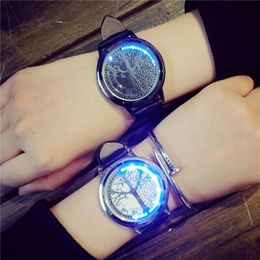 Mens Watches Top Creative Personality Minimalist Leather Waterproof LED Quartz Wrist Watch Male Clock Wristwatches277R