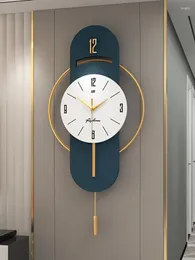 Wall Clocks 72X35cm Large Nordic Luxury Swinging Clock Modern Design Living Room Watch Silent Iron Hanging Home Decor