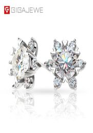 GIGAJEWE Christmas Gift Total 16ct EF Colour Stud Earring Diamond Test Passed Moissanite 18k White Gold Plated 925 Silver Snowflak84224443