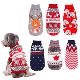 Dog Apparel Large Thick Sweater Warm Classical Christmas Knitted Pattern Turtleneck Knitwear Winter Clothes For Golden Retriever